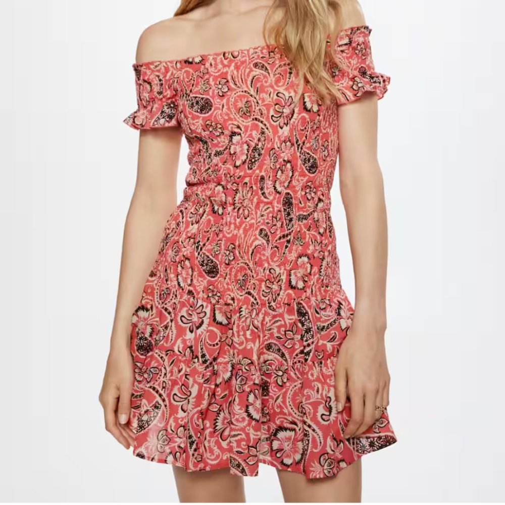 MANGO Printed 100% cotton dress Size 4